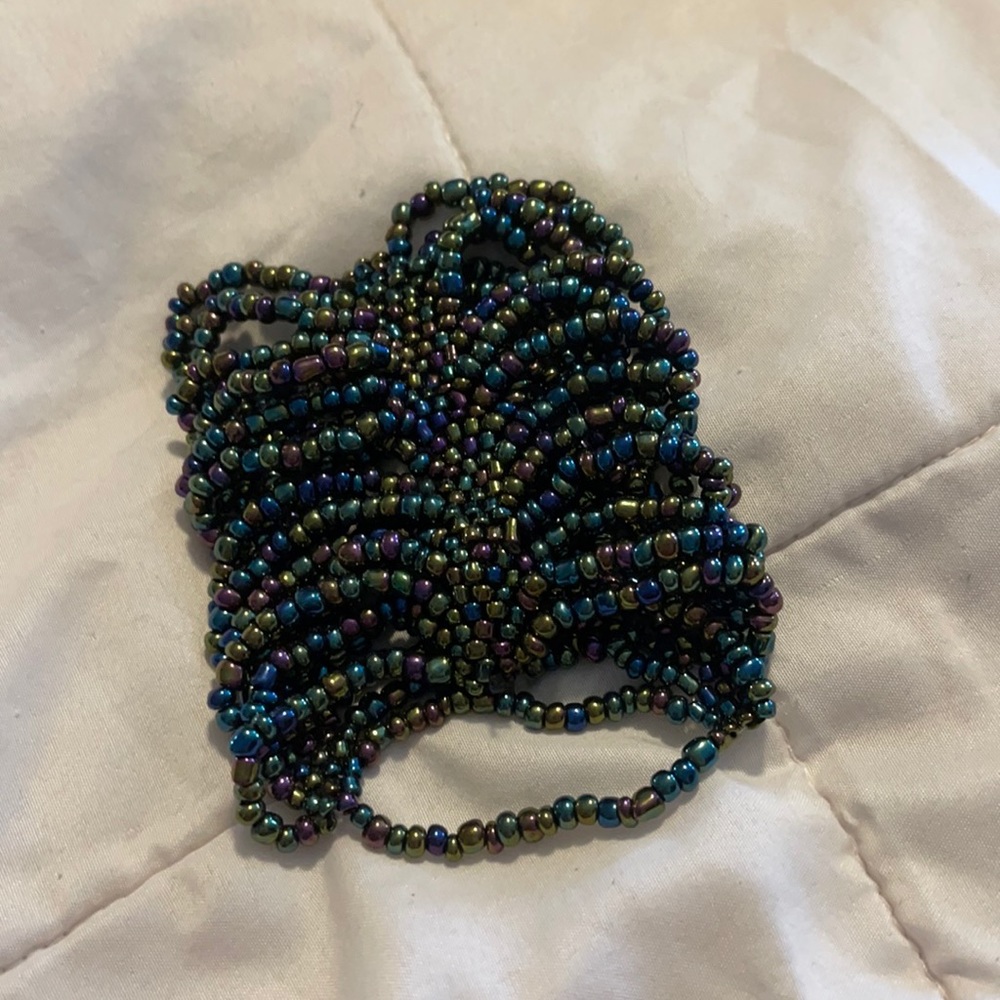 Beaded handmade bracelet peacock colors